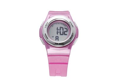 China Water Reistant Electronic Silicone Digital Watch With Metal Back Case / Pink Wristband for sale