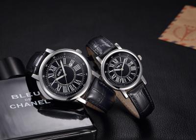 China Genuine leather strap analog quartz watch with IP plated alloy case en venta