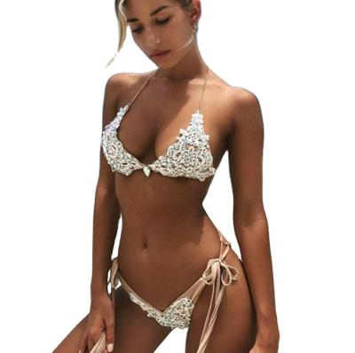 China 2022 European plus size women's new swimsuit embroidery and American subsystem waistband bikini gear for sale