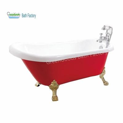 China Elegant Appearance GreenGoods Bath Factory Acrylic Classic Red Clawfoot Antique Tub for sale