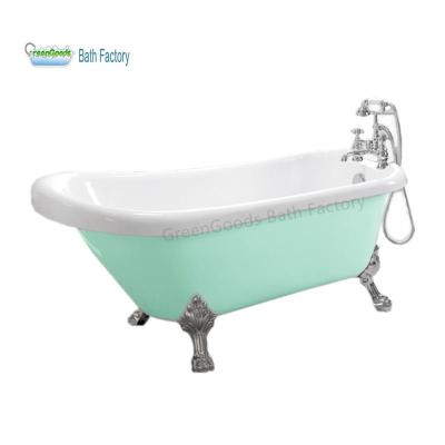 China Factory Appearance Elegant Acrylic Bathtub Classic Green Vibratory Used Clawfoot Bathtub for sale