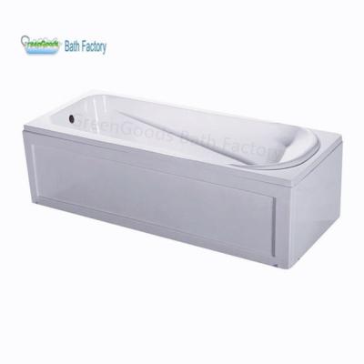 China Body Soaking CE Certified Greengoods Bathtub Factory 2 Sided 120X70 Edged Mini Apron Bathtub With Headrest for sale