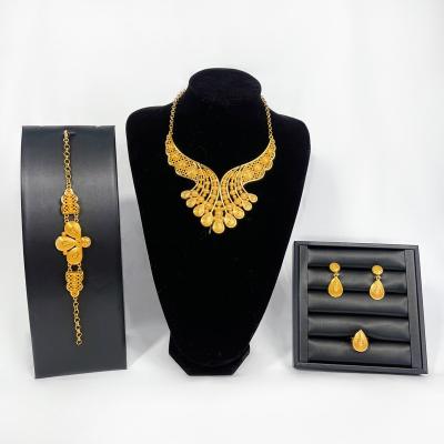 China Dubai 2022 new trend high quality luxury fashion 24K gold plated big wedding party shopping popular jewelry set for sale