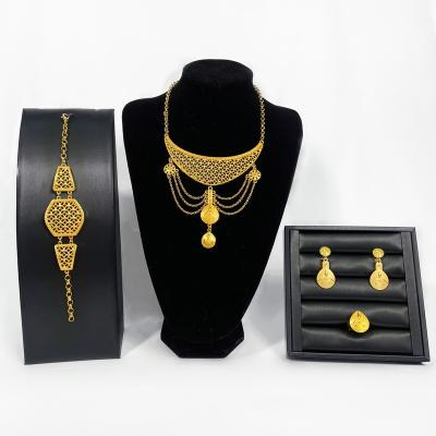 China African Bridal Wedding Jewelry Set Party Shopping Fashion Luxury High Quality Set Dubai 24k Gold Plated Identical Jewelry Set for sale