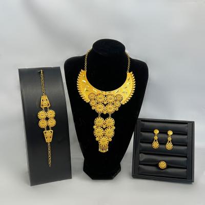 China High Quality Africa Wedding Party Elegant Luxury 24K Gold Jewelry Gilded Set for sale