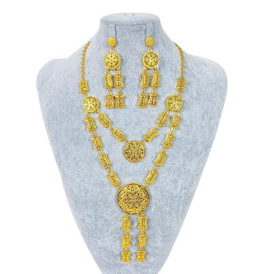 China Two Piece Set 24k 2021 New Design TRENDY Bamboo Necklace Cavity African Jewelry for sale