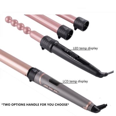 China Multifunctional Curling Three Panel Hair Barrel Hair Curler Triple Wand Ceramic Interchangeable Curling Iron for sale