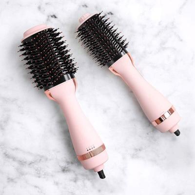 China New Powerful Motor HY Quiet Styles 2 in 1 Hair Dryer Ionic Brush Hot Air Straightener Heating Oval Comb for sale