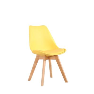 China Modern Home Furniture Outdoor Chair PU Cushion Beech Wood Plastic Legs Dining Chair Lounge Chair for sale