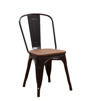 China Modern Custom Wood Stackable Cafe Chair Metal Industrial Seat Restaurant Dining Chair for sale