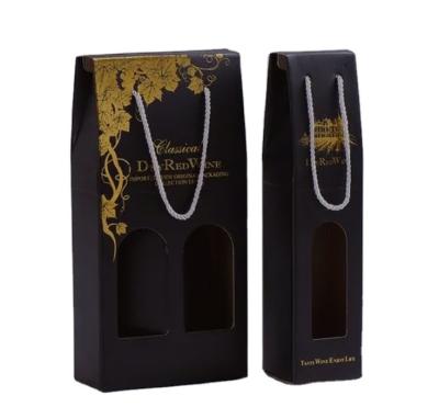 China Recycled Materials Custom Wine Bottle Carrier Corrugated Paper Wine Packaging Bags for sale