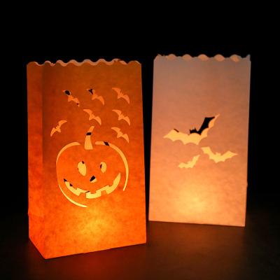 China Europe Halloween Pumpkin Candle Bag in Paper Craft Packaging, Outdoor Indoor Fireproof Decoration Candle Lantern Bag for sale