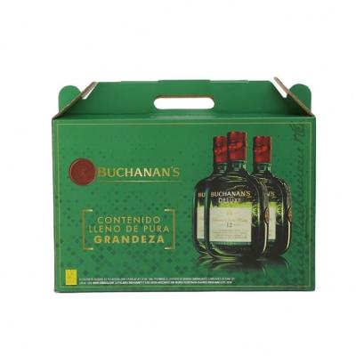 China Recycled materials manufacture wine packaging box with handle for sale