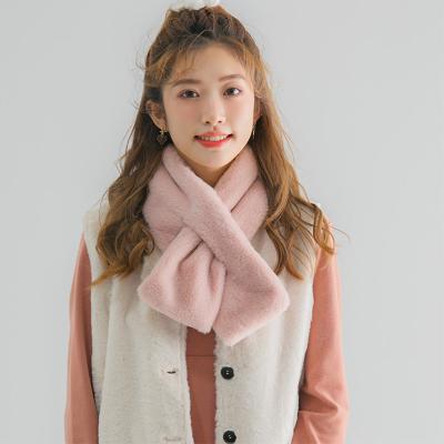 China Winter Pink Luxury Plush Scarves Comfortable Scarf Multi-colors Plush Scarf For Women for sale