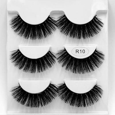 China 3 Pairs False Eyelashes Faux Mink Eyelash In Box Black Multilayer False Eyelashes 6D Thick False Mink Eyelash With Fast Shipping for sale