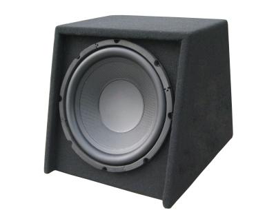 China Slim Powered Subwoofer Car , Powered Car Speakers 10 Inch Black for sale