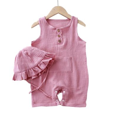 China Comfortable Baby Clothes HY-104 Newborn Romper Baby Girl Designer Clothes Muslim Organic Cotton Gauze One Piece Baby Pajamas Rompers for sale