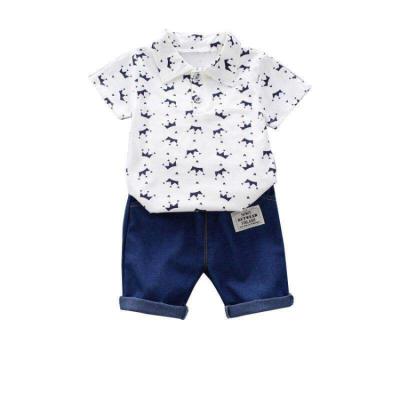 China Casual HY-90 RTS Children's Clothing Sets Infant Fashion short-sleeve One-shoulder with Short Trousers Girl Baby Summer Suit for sale