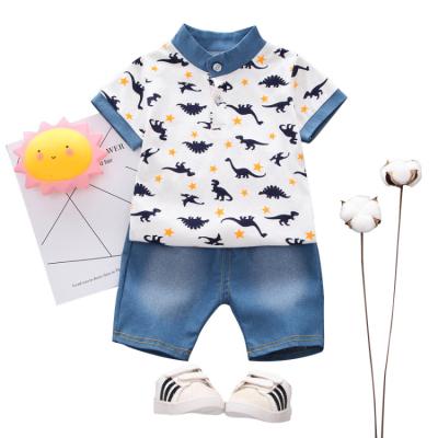 China Casual HY-91 RTS Children's Clothing Sets Infant Fashion short-sleeve Polo Collar with Short Trousers Girl Baby Summer Suit for sale