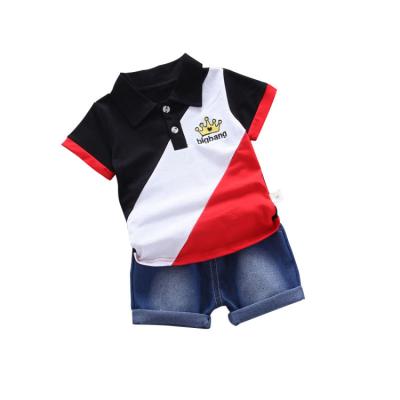 China Casual HY-92 Kindergarten Children's Clothing Sets Infant Fashion short-sleeve Polo Collar with Short Trousers Girl Baby Summer Suit for sale