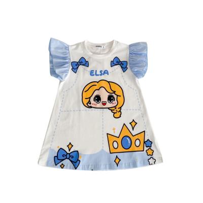 China Anti-wrinkle HY-108 Ready to ship Wholesale Cotton Cartoon Princess T Dress Clothes Dress Girl Kids summer causal dress for little girls for sale