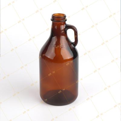 China Beverage BREW ALL IN Amber Glass Bottle 32FL Ounce 1000ML Beer Growle California Hot Selling Custom Bottle With Screw Cap With Logo Printing for sale