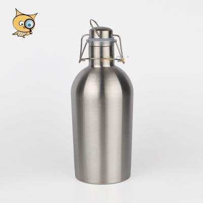 China Top Grade 304 ALL Stainless Steel Beer Take Away Vacuum Insulated Beer Bottle 2L Beer Shaker With Custom Swing Top Cap Logo for sale