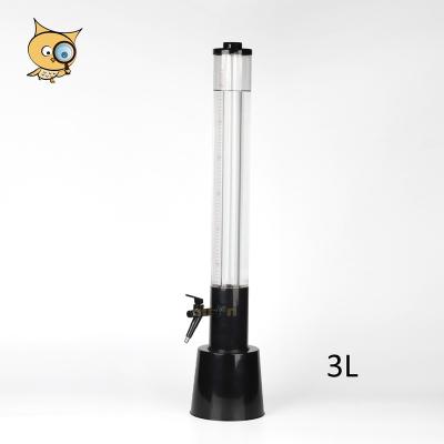 China Viable ALL IN Factory Outlet Design Classic Black 3L Beer Dispenser Dispensing Plastic Beer Tower With Individual Ice Tube Pack for sale