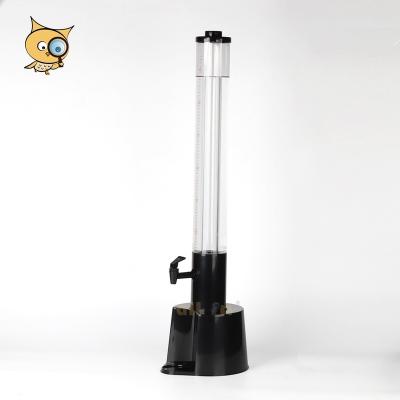 China Viable ALL IN 3L Hot Selling Black Beer Dispenser Dispensing Plastic Beer Tower With Ice Tube Embedded Cup Slot For Bar for sale