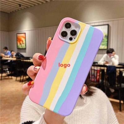 China Custom Printed IMD Silicone Rainbow Phone Case Filter Shockproof Protective Liquid Cover For iPhone 13 for sale