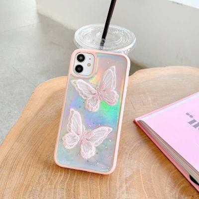 China New Luxury Women Diamond Butterfly Design TPU Phone Case Shockproof For iphone 13 12 11pro xs max 8 plus cell phone protective cover for sale