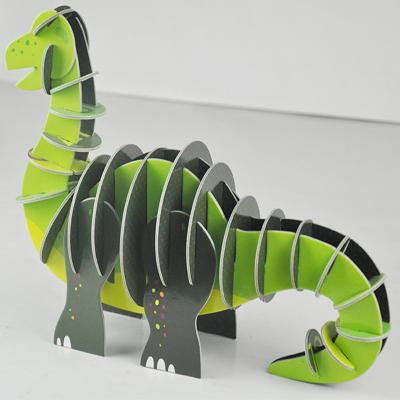 China Eco-friendly 3D Dinosaur Puzzle For Kids OEM Creative With Paper Box Reuse Educational Toy Card for sale