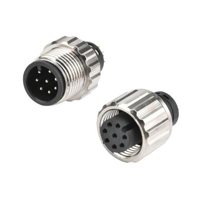 China Automotive M12 8PIN A-CODE IP67 Sensor Round Air connector 8-core waterproof connector for sale