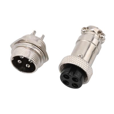 China Audio & Video GX16-4pin Cable Connector Round 4-pin aviation nut type connector Plug panel Mounting male and female socket connectors for sale