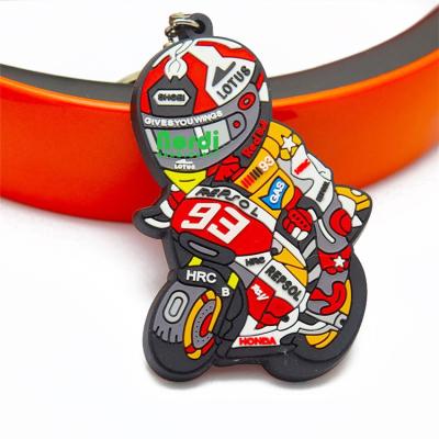 China Decoration new product fashional design custom bike motor key chain, PVC key indicator with metal ring for sale