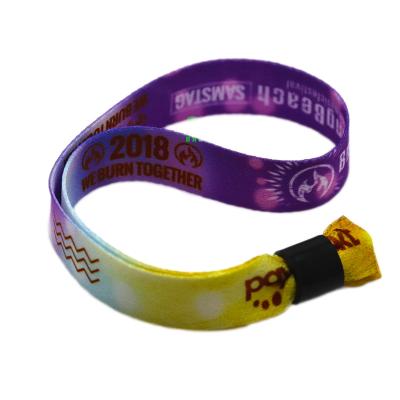 China Easy to wear and view promotion gift wholesale festival woven wristband satin ribbon fabric printing wristband for event for sale