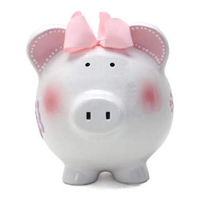 China Butterfly Ceramic Piggy Decoration Rose Pink Money Bank Ceramic Piggy Bank for sale