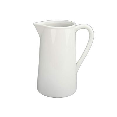 China High Water Sustainable White Ceramic Pitcher Hot Cold Water Jug for sale