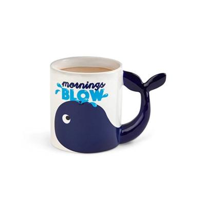 China Viable Mornings Blow Ceramic Coffee Mug Novelty Whale Coffee Mug for sale