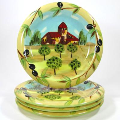 China Giani Tuscany Villa Olive Trees Contemporary Pattern Tableware Ceramic Dinner Dishes for sale