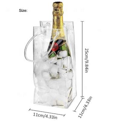 China Freezer Bag PVC Wine Ice Cooler Packing Clear Bag Waterproof Factory Customized Wine Bottle Bag PVC Wine Bottle Bag for sale