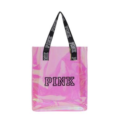 China PVC Vinyl Clear PVC Tote Bag Custom Logo Fashion Washable Heavy Duty Shopping Waterproof Shopping Bag For Sale for sale