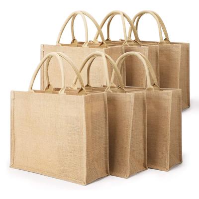 China Reusable Customize Logo Grocery Bag Jute Bag Eco Friendly Tote Jute Shopping Bag Reusable for sale