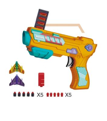 China Novelty Multifunctional Kids Outdoor Shell Throwing EVA Air Battle Foam Automatic Shooting Planes Toys Gun Shooting Bullets Soft Silica Gel for sale