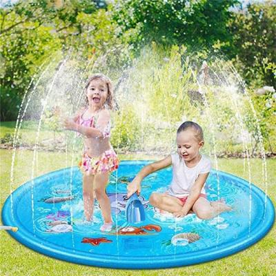 China Blue Inflatable PVC FUN Round Splash Pad Sprinkler Pad Water Splash Pad for sale