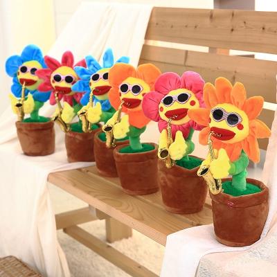 China Gift/Funny Electronic Toy/Dancing Shake Toy Plush Sunflower with Cute Bailarin Childhood Song Talking Cactus Stuffed Toy for sale