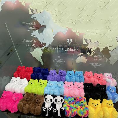 China Cushioning Cheap Lovely Plush Custom Animals Bedroom Slipper Animal Teddy Bear Slipper For Women Girls for sale