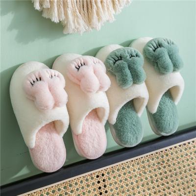 China Cushioning Winter Cute Animal Comfortable Plush Soft Fur Bedroom Slippers for sale