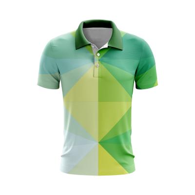 China Custom Made High End Quality Polyester Fabric Full Performance Anti-wrinkle Mens Sublimation Print Golf Polo Shirt for sale