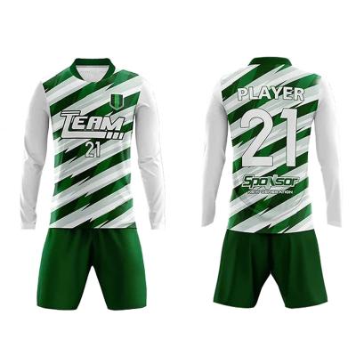 China 2022-2023 Sublimation Soccer Jersey Best Team Club Breathable Long Sleeve Custom Cheap Comfortable/Quick Dry Soccer Jersey Uniform Set for sale